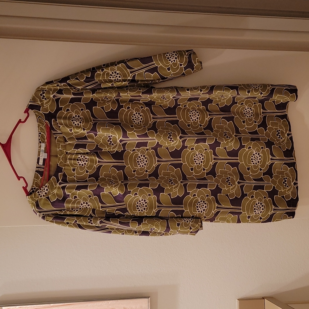 Olive Green Floral Shift Dress